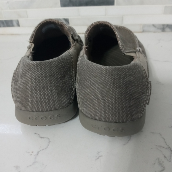 Crocs Santa Cruz Dual Comfort dark beige canvas slip on boat shoes /Loafers C11 - Picture 5 of 6